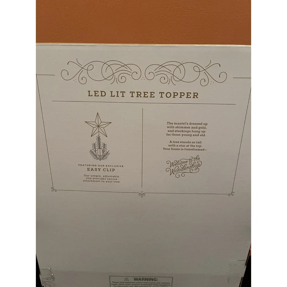 Wondershop Christmas LED Lit SilverTree Topper Lights Silver Glitter Star Remote